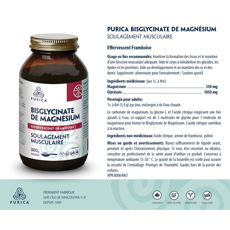 PURICA - Magnesium Bisglycinate - Raspberry - 300 g