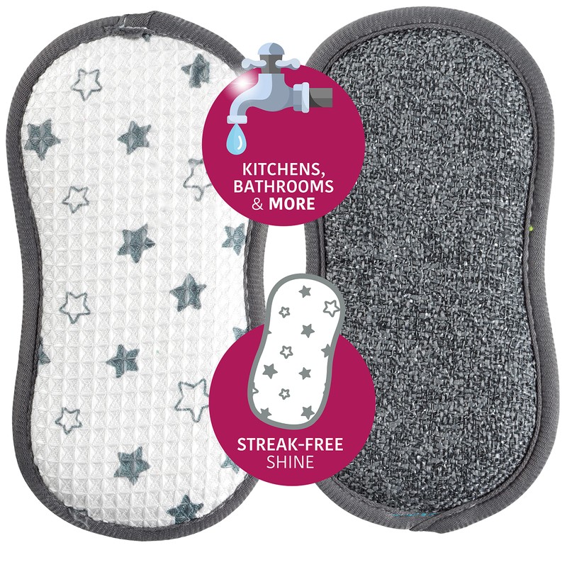 Kleeneze KL076472EU7 Star Scrubbing Sponges, Cleaning Pads, Scourer, Treated with