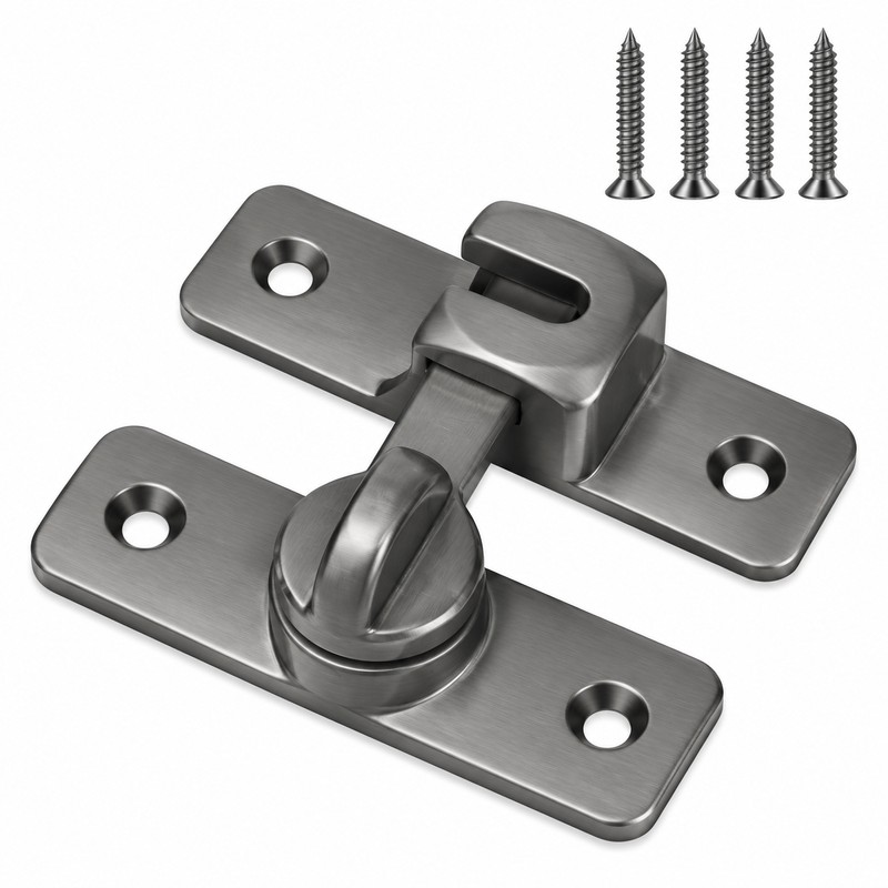 4-Piece Door Latch Set with Screws – 90-Degree Sliding Hook