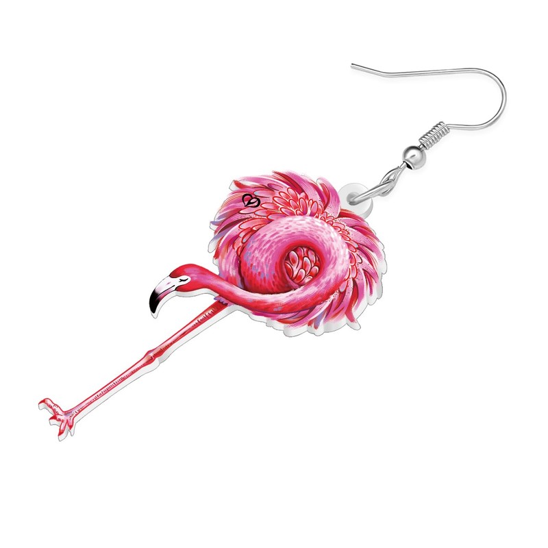 BAMAY Acrylic Cute Flamingo Earrings Dangle Animal Pink Jewelry Flamingos