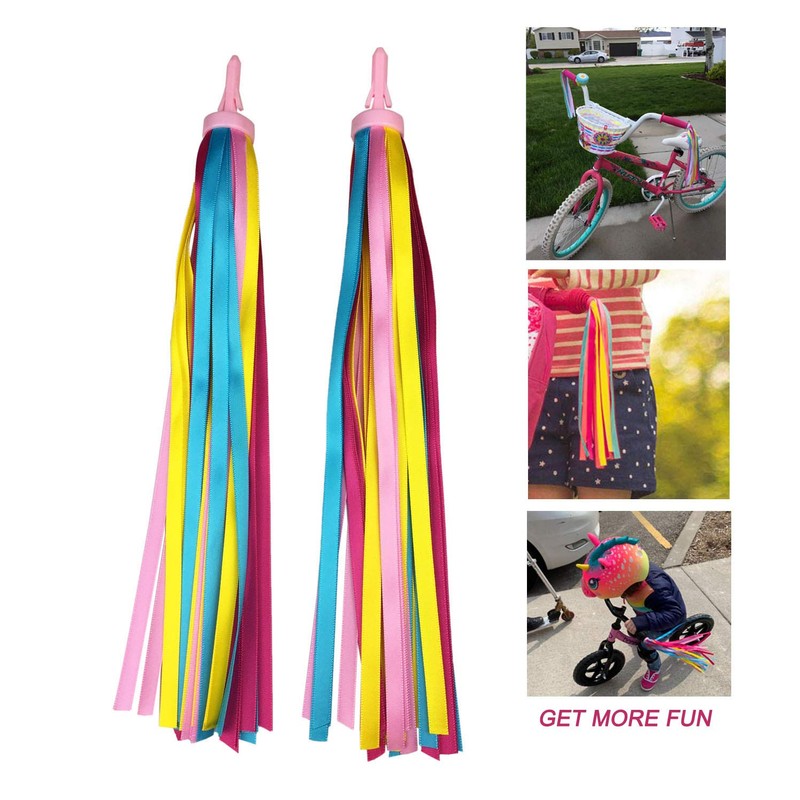 PLATT Kid's Bicycle Handlebar Streamers Colorful Ribbons Tassel for Girls