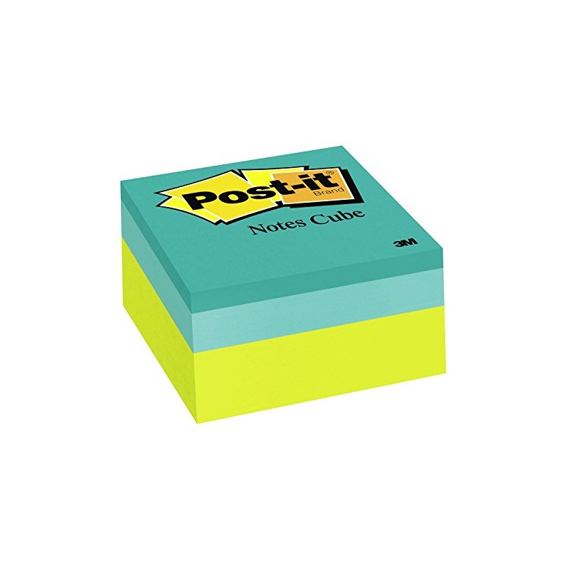Post-it Notes Cube, 3 in x 3 in, Green Wave,