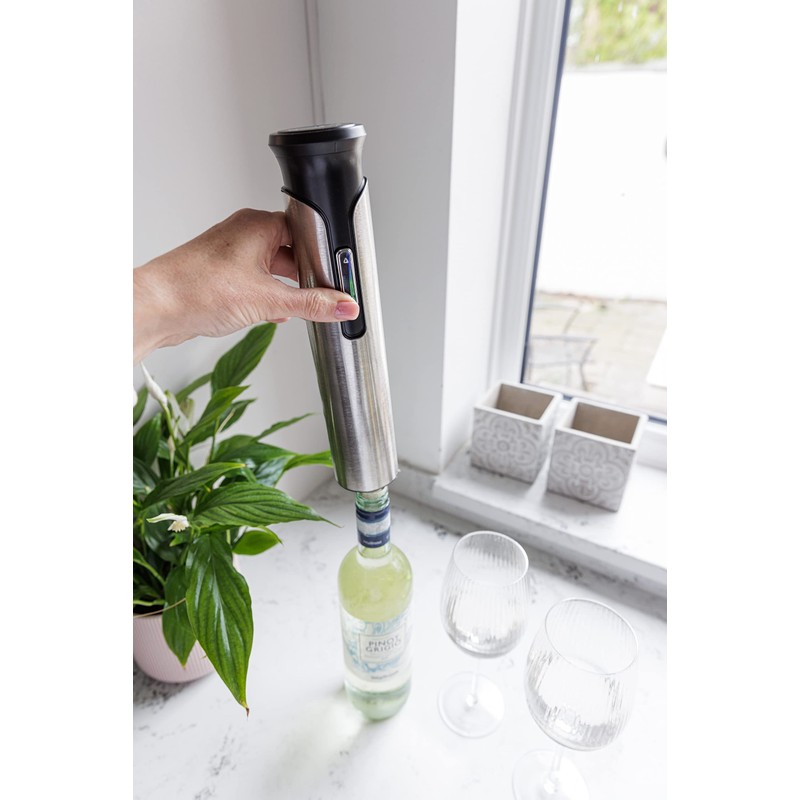 BarCraft Stainless Steel Electric Corkscrew, Gift Boxed, Silver