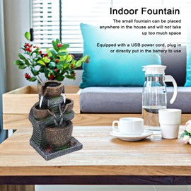 Indoor Water Fountain, Three-Layer Design, USB Power, Elegant Style, Small Desk Waterfall Fountain for Living Room, Office, Zen, Home Decoration,