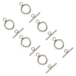 UNICRAFTALE 40 Sets 304 Stainless Steel Ring Toggle Clasps IQ Toggle Clasps & Tbar Clasps Metal Material Ring Toggle Connectors for DIY Necklace Bracelet Jewelry Making