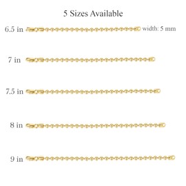 MELELIFE 14K Gold Bracelets for Women Bracelets for Men Simple 5mm Bead Chain Bracelet for Women Gold Jewelry Presents for Men 6.5/7/7.5/8/9 (8in)