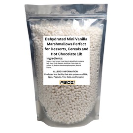 Mini Marshmallows for Hot Chocolate - Vanilla Flavored Dehydrated Marshmallow Bits 1Pound in Reusable Bag - Dried Marshmallows Mini - Perfect Topping for Cereal and Baked Treats by ASOZI