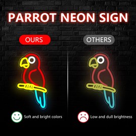 Parrot Neon Sign Dimmable Parrot Neon Lamp for Bedroom Living Room Bar Tiki Club Neon Light Sign for Wall Decor Animal Light Up Sign Neon Wall Art Gifts for Father Parrot Lovers Tiki Bar Decorations