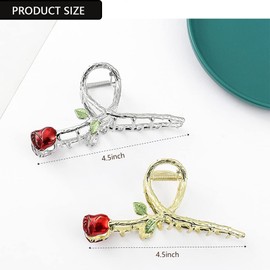 Fuyunohi Flower Clips, Large Flower Hair Clips Jaw Clips Hair Claws for Women (Red Rose)