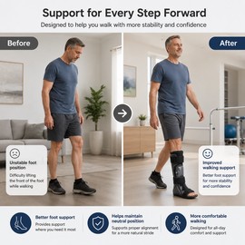 AFO Drop Foot Brace for Ankle Support – Adjustable Foot Orthosis with Inflatable Airbag for Walking Comfort