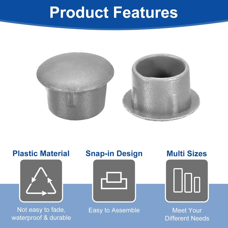 sourcing map 150Pcs Screw Hole Plugs, 10mm(3/8") Dia Plastic Round