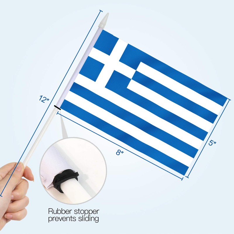 Anley Greece Mini Flag 12 Pack - Hand Held Small