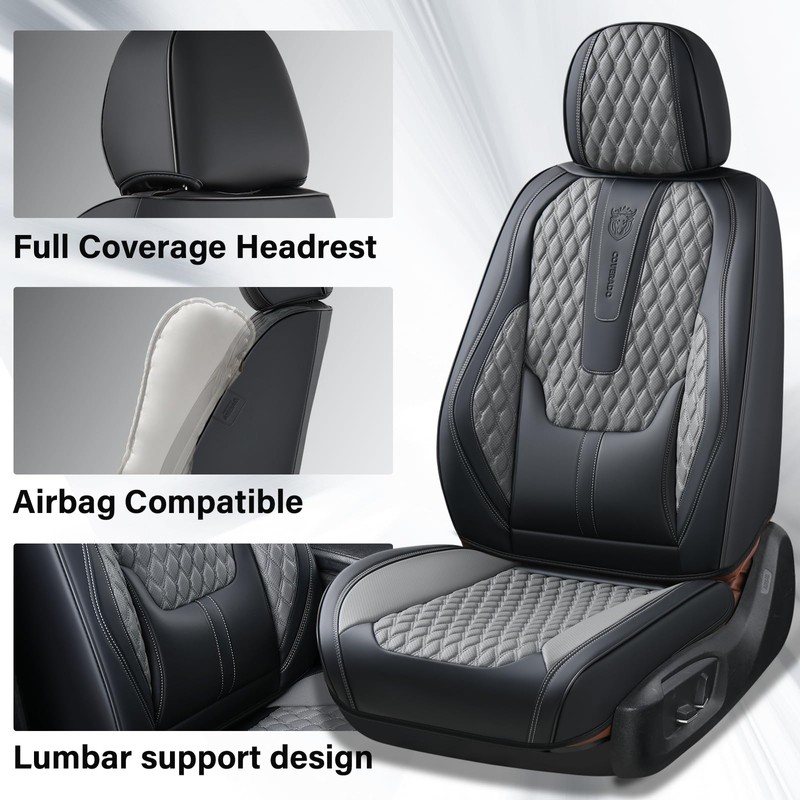 Coverado Leather Seat Covers for Car, Waterproof Front Car Seat