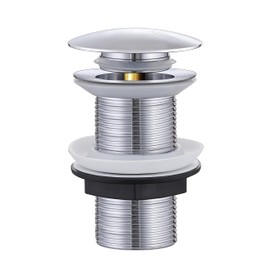 KENES Universal Drain Fitting Without Overflow Chrome, Pop Up Drain Valve for Sink and Washbasin, Push-Open Valve Drain Fitting, Brass Click-Clack Drain