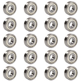Pack of 20 Deep Groove Ball Bearings, Ball Bearings, Miniature Radial Ball Bearings, Can Be Used in 3D Printers, Skateboards, Inline Skates, Longboards, Scooters and Roller Skates etc. (Silver)