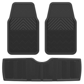 ClimaTex Heavy Duty Car, Truck, Van, and SUV Automotive Floor Mat for Back Seat Protection, Weatherproof Deep Channel No-Slip Front Seat Floor Mats, 2 Piece Set, Black