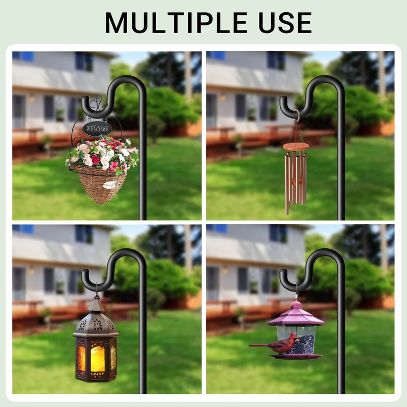 Surprizo 60" Shepherds Hooks for Outdoor, Extra Thick Bird Feeder