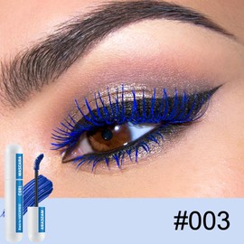 Apooliy Colourful set of mascara and make-up remover, dirt-proof black mascara, blue purple, long lasting, charming, voluminous