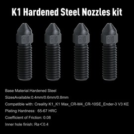 olzzdda K1 Nozzle Kits, 4PCS Ender 3 V3 KE 3D Printer Hardened Steel Nozzle 0.8mm, High-Speed Printing and High Flow Extruder Nozzle Compatible with Creality K1, K1 Max, CR-M4, CR-10SE, Ender 3 V3 KE