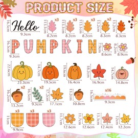 Containlol Hello Pumpkin Bulletin Board Set Colorful Plaid Fall Pumpkin Classroom Decorations Retro Autumn Maple Leaves Cutouts with Borders for Thanksgiving Fall Harvest School Door Wall Decor