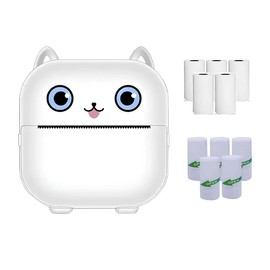 Portable Mini Printer, Portable Photo Printer with Print Paper, Bluetooth-compatible Label Printer for Ios & Android, Office Accessories, Wireless Thermal Printer with Sticky Labels, Thermal Label Maker:_White_one-size