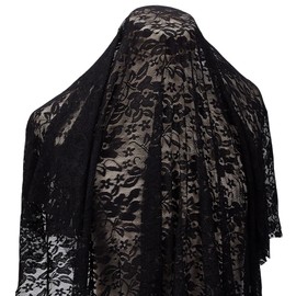 CABODYALS 160CM Black Stretch Lace Vintage Floral Fabric for Sewing Making