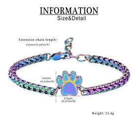 Imrsanl Pet Memorial Gifts Cremation Bracelet for Pets Ashes - Paw Print Cremation Jewelry Urn Pendant for Cat/Dog Ashes Keepsake Jewelry, Stainless Steel, stainless steel