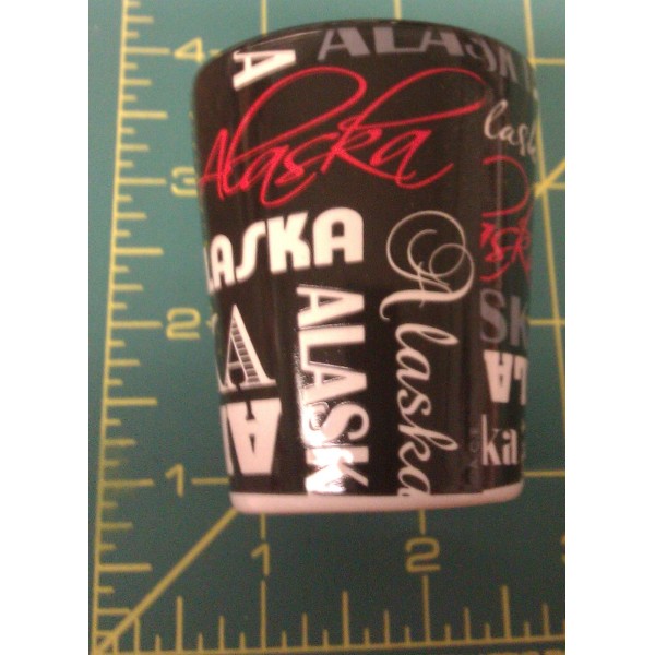 Alaska Collector Shotglass - red lined stoneware shot glass with