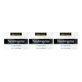 Neutrogena Original Transparent Facial Cleansing Bar, Fragrance-Free Glycerin Face Wash Bar Soap for Gentle Daily Cleansing, Hypoallergenic & Dye-Free Pure Facial Soap, 3.5 oz