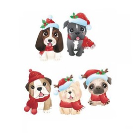 Levemolo 1 Sheet Christmas Wall Decal Cartoon Dog Decorative Stickers for Rooms PVC Stickers Festive Window Clings for Holiday Party and Home Decoration