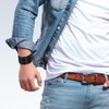 JewelryWe Men's Leather Bangle Cuff Bracelet Strap Wristband with Buckle