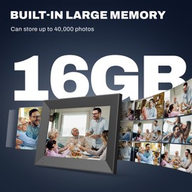 Arktronic 8" Digital Picture Frame, 16GB, Touchscreen, WiFi Wall-Mount Frame for Home/Business, 1200x800 HD, Share via App, Email, USB & Micro SD, Black