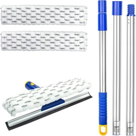 ITTAHO 53" Window Squeegee Cleaner, 2 in 1 Window Cleaning Tool Kit, Shower Squeegee with Extension Pole for Shower Glass, Indoor/Outdoor High Window Cleaning-Two Pads