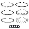 Metal Hair Band for Men Women, 6PCS Unisex Black Wavy
