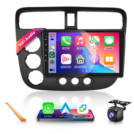 Car Radio Stereo with HiFi Audio for Honda Civic 2001-2005, Wireless CarPlay/Android Auto 9 Inch HD Touch Screen Android 13 GPS WiFi Bluetooth FM/RDS EQ HD Backup Camera
