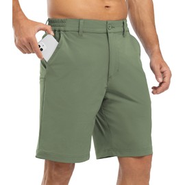 BGOWATU Mens Hiking Shorts Quick Dry Stretch Golf Shorts 9" Casual Dress Shorts Lightweight for Summer with Pockets Green 40