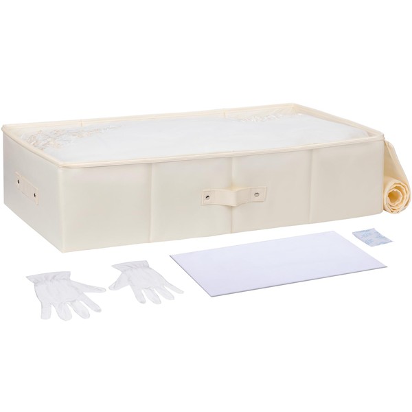 Wedding Dress Storage Box - Wedding Dress Preservation Box - Wedding Dress Preservation Kit ，Wedding Dress Box with 20 Sheets of Acid Free Tissue Paper, Breathable，Easy to Carry and Fold