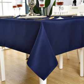 KAIPHO 2 Pack Navy Blue Rectangle Tablecloth Waterproof Stain Resistant Wrinkle Free Table Cloth 210GSM Polyester Wipeable Table Cover for Party, Banquet - Rectangular/Oblong, 60 x 120 inch (2 Pcs)