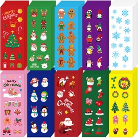 FEBSNOW Christmas Stickers, 120 Sheets Christmas Stickers for Kids Over 1380pcs Vinyl Waterproof Xmas Scrapbook Stickers Holiday Crafts Snowman Snowflakes Stickers Christmas Party Favors Gifts Decor