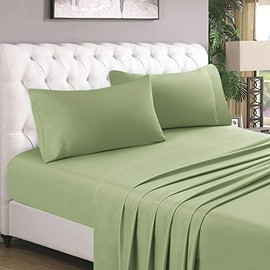 HOMEIDEAS 4 Piece Bed Sheets Set (Full, Sage Green), 1800 Bedding Soft Brushed Microfiber Luxury Sheets, Deep Pockets, Easy Care, Wrinkle & Fade Free
