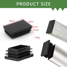 EIYVPRA 21 Lamellar Plugs 60 x 40 mm for Square Tube, Square End Caps Made of PE Plastic, Pipe Plugs for Pipe Cover of Steel Pipes, Stainless Steel Tubes, Aluminium Tubes and Aluminium Profile, Square