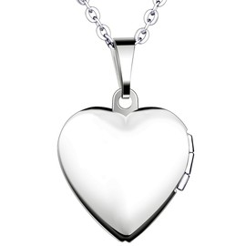 Yumilok Stainless Steel Photo Locket for Opening Photo Pictures Amulet Rose Gold/Silver Blue Pink Heart Pendant Necklace Chain with Pendant for Women Girls, Stainless Steel, No Gemstone