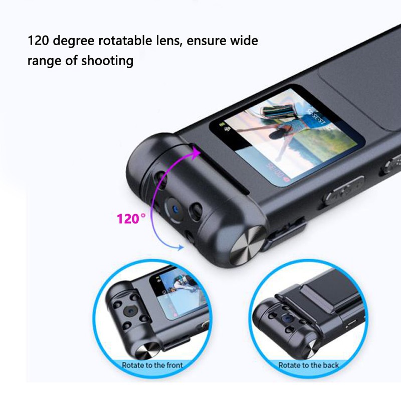 Wearable Camera 120 Degrees Rotatable Lens Portable Video Recorder Law