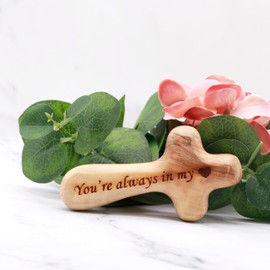 Olive Wood Comfort cross | Hand-held palm praying cross | Prayer cross from the Holy Land | Holding Pocket Cross | You're always in my heart