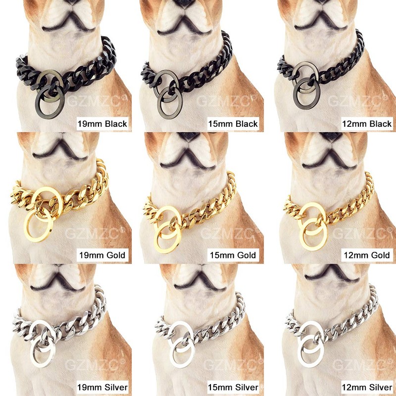 GZMZC Dog Chain Collar High Polished Stainless Steel Cuban Link
