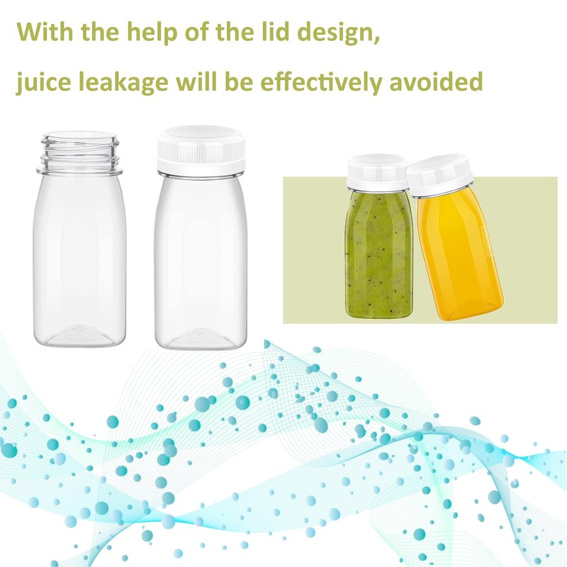 BDBF 8 Pack Reusable Shot Bottles with Lids,100ml Plastic Juice