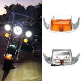 Rich Choices Motorcycle Front Amber Fender Light LED Fender Tip Lights Compatible with Harley Road King Electra Glide Ultra Classic Heritage Softail Touring FLHR FLSTC FLHTC FLHTCU