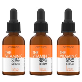 Catrice The Vitamin C Fresh Glow Serum, Gesichtsserum, Transparent, feuchtigkeitsspendend, pflegend, aufhellend, natürlich, vegan, ölfrei, ohne Parfüm, ohne Alkohol, 3er Pack (3x30ml)