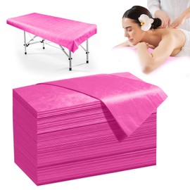 Celmuron 100 Pack Disposable Bed Sheets – 31.5 x 71 in Waterproof Non-woven Sheets for Massage, Spa, Tattoo & Salon Tables (Pink)