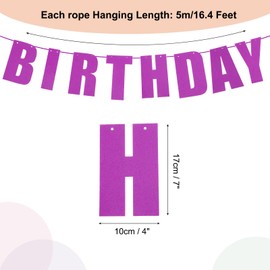 sourcing map Birthday Banner 16 Feet Purple Birthday Decorations CardStock Birthday Sign for Birthday Decor Backdrop Festival Party Supplies